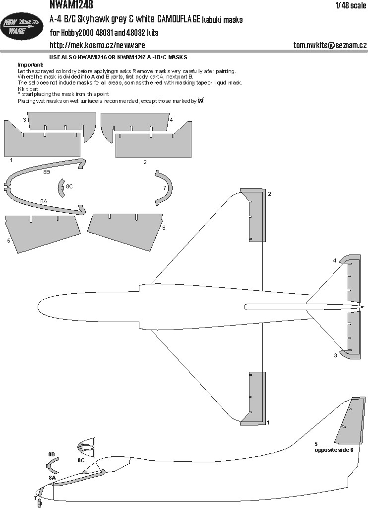 1/48 Mask A-4 B/C Skyhawk grey&white CAMOUFLAGE