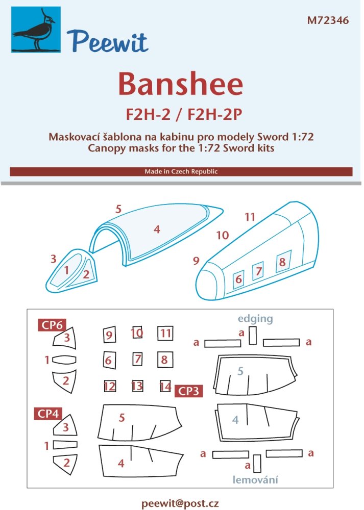 1/72 Canopy mask Banshee F2H-2/F2H-2P (SWORD)