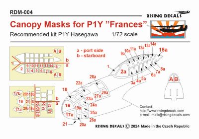 1/72 Canopy mask for P1Y 'Frances' (HAS)