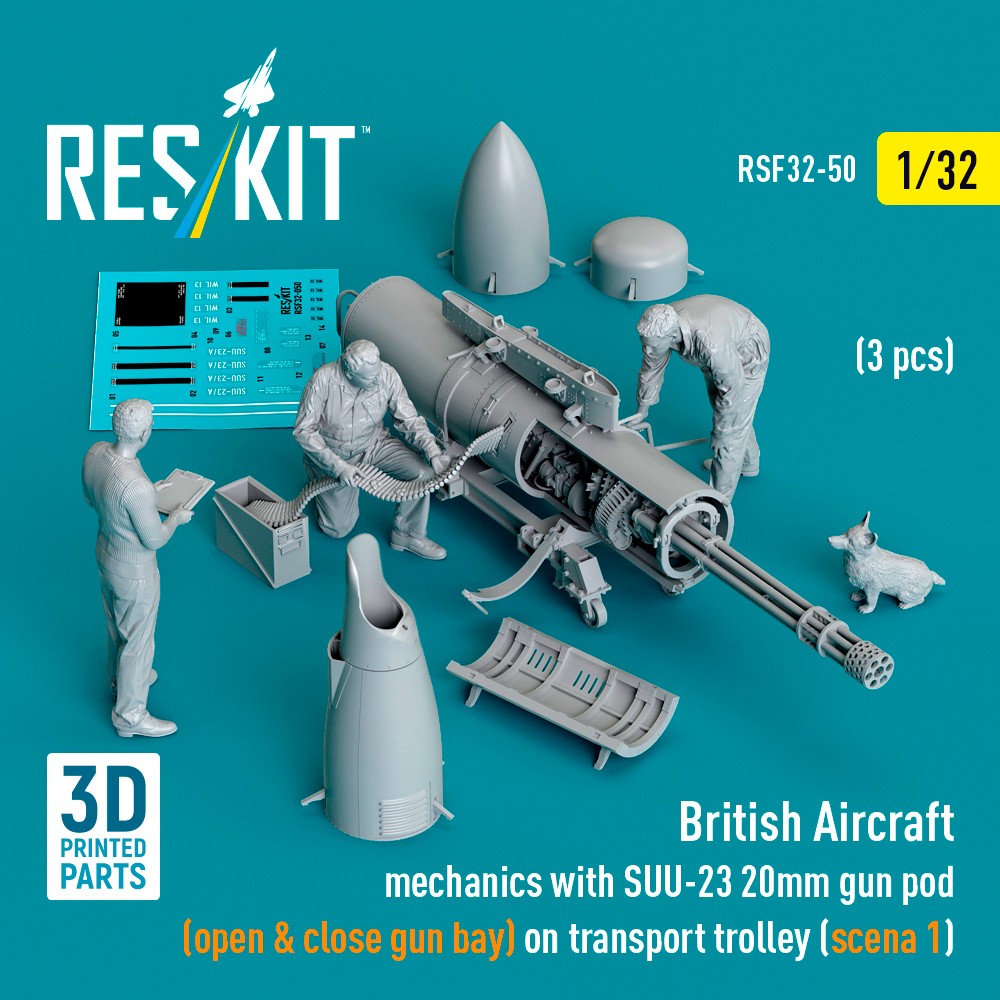 1/32 British Aircraft mech. w/ SUU-23 20mm (3 fig)