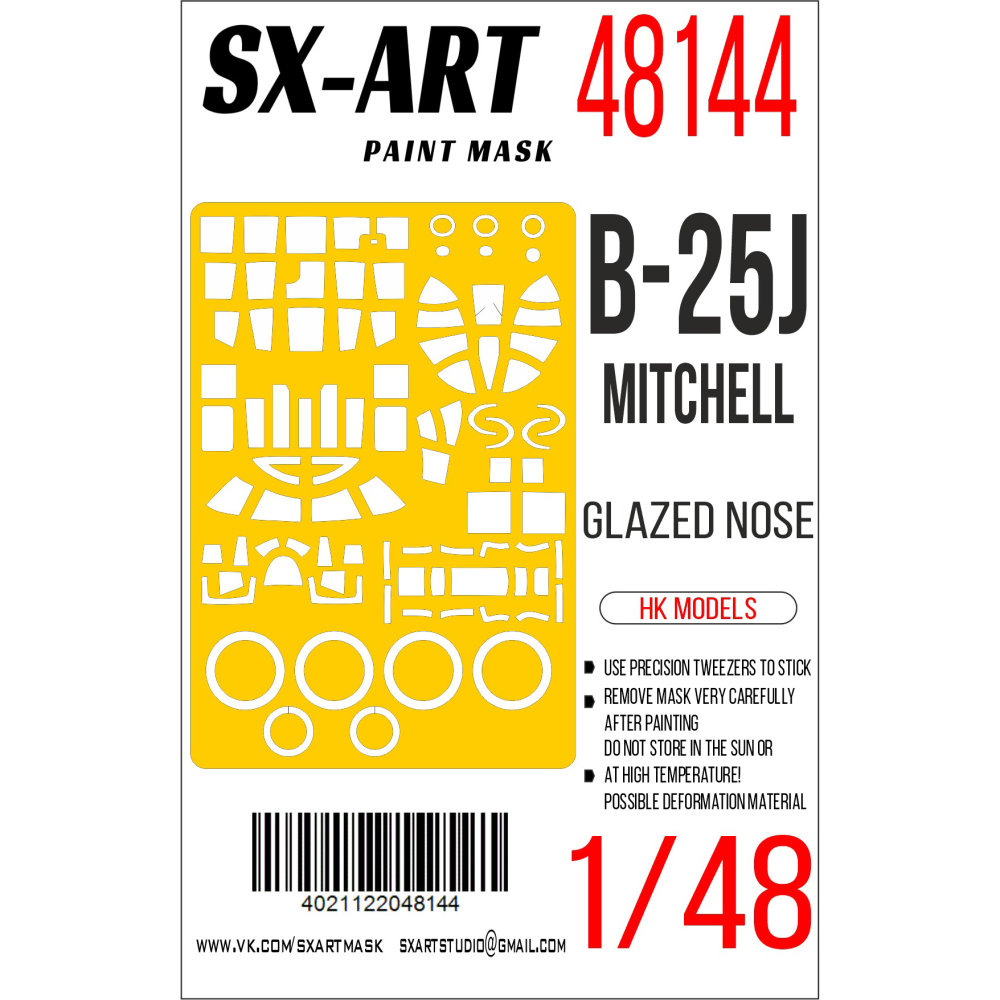 1/48 Paint mask B-25J Mitchell 'Glazed Nose' (HKM)